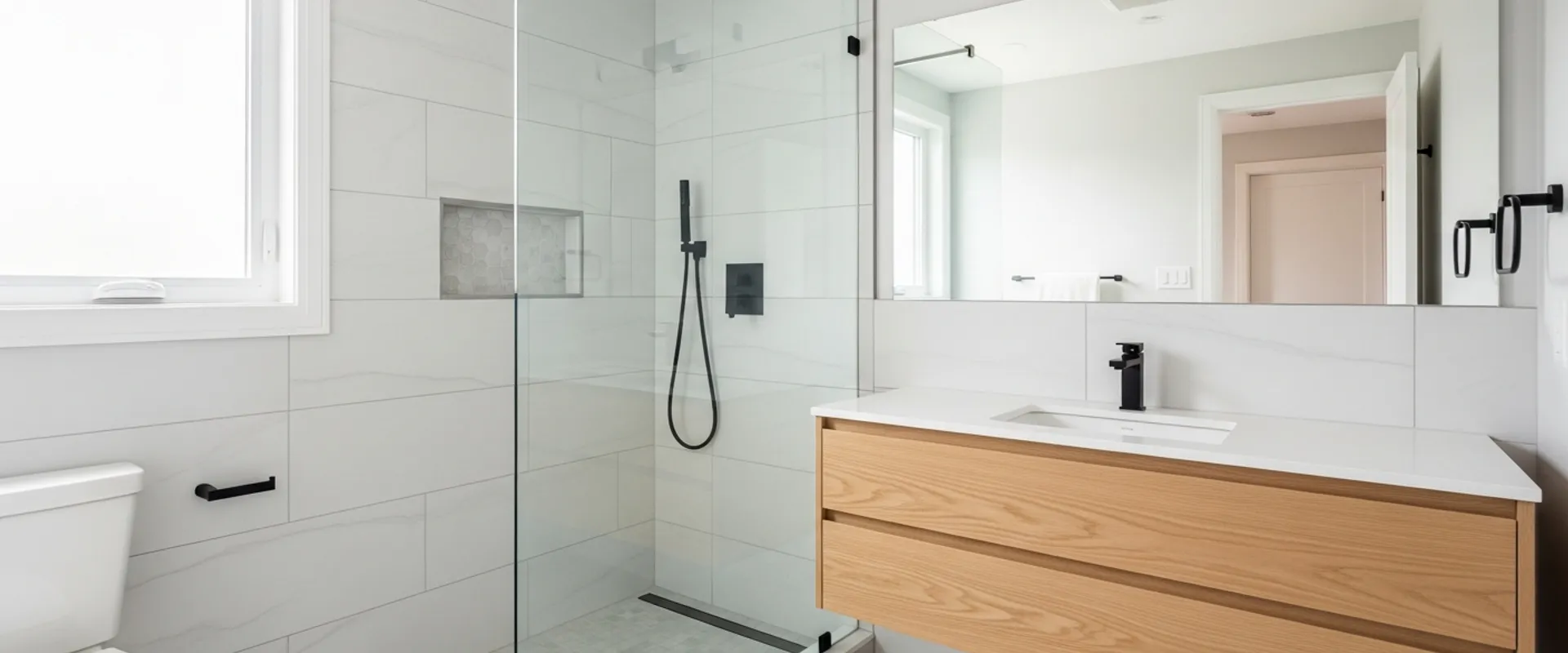 Bathroom renovation — waterproofing, tile and fixtures.